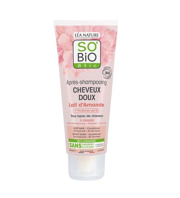 SO-BIO-APRES-SHAMPOING-DOUX-AU-LAIT-DAMANDE-ET-PROTEINE-DE-RIZ-200ML-2.jpg SO BIO APRES SHAMPOOING DOUX AU LAIT D'AMANDE 200ML – Image 1