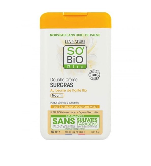 SO-BIO-DOUCHE-CREME-SURGRAS-AU-BEURRE-DE-KARITE-450ML-1.jpg SO BIO DOUCHE CREME SURGRAS AU BEURRE DE KARITE 450ML – Image 1