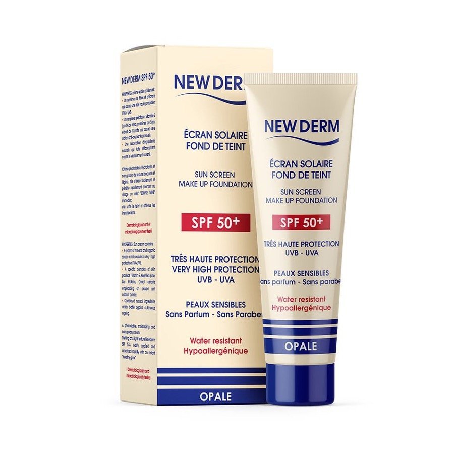 SPF50-Fond-de-Teint-OPALE.jpg NEW DERM Crème solaire SPF50+ Opale – Image 1