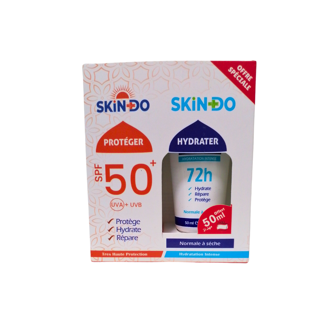 Skindo-duo-pack-Ecran-solaire-InvisibleCreme-hydratante-PNS-1.png Skindo Ecran Solaire Invisible + Creme hydratante Peaux Normale a Seches – Image 1
