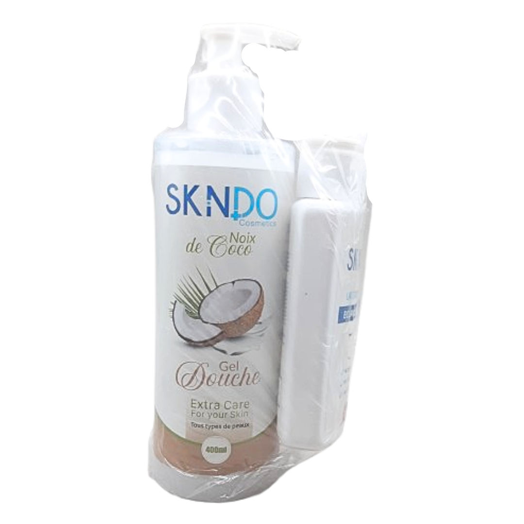 Skindo-duo-pack-gel-douche-de-coco-400mllait-corporel-125ml-1.png Skindo Duo Pack Gel Douche De Coco 400ml+Lait Corporel 125ml – Image 1