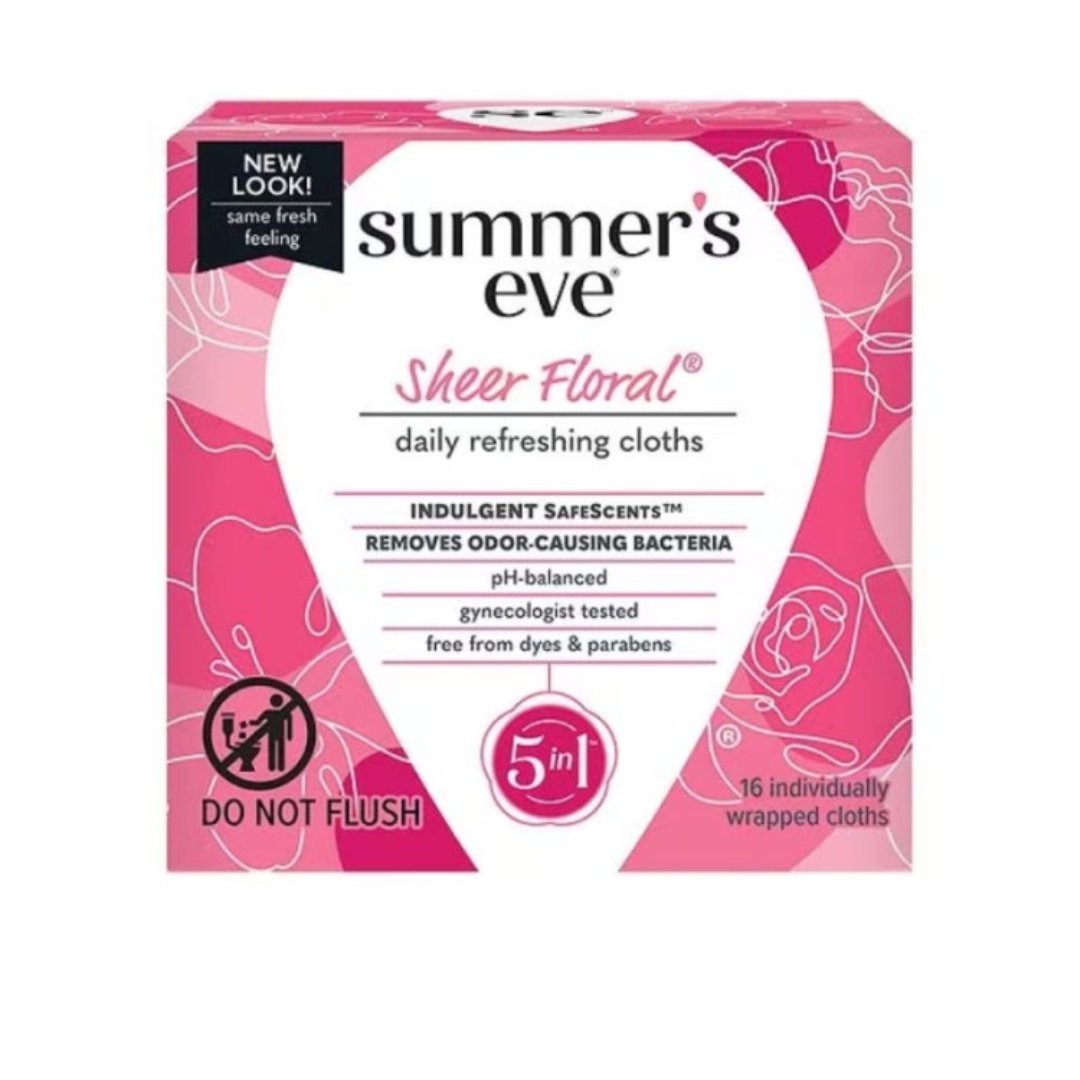 Summers-Eve-sheer-floral-cleansing-cloths-16-un.jpg Summer's Eve Sheer Floral Cleansing Cloths 16 Unités – Image 1