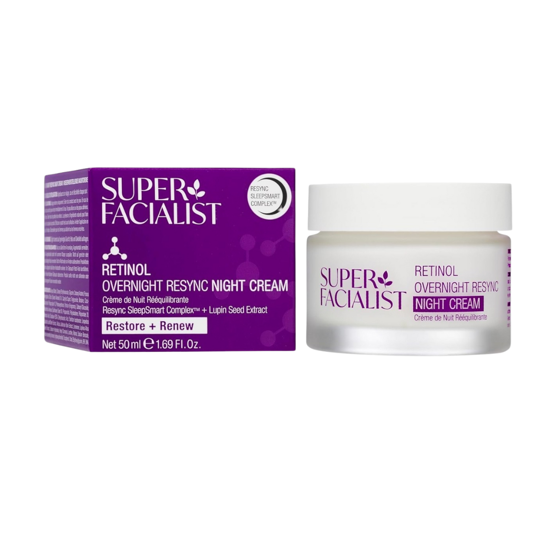 Super-Facialist-RetinolRenew-Creme-de-Nuit-Rerquilibrante-50ml-1.png Super Facialist Retinol+ Renew Overnight Resync Night Cream 50ml – Image 1
