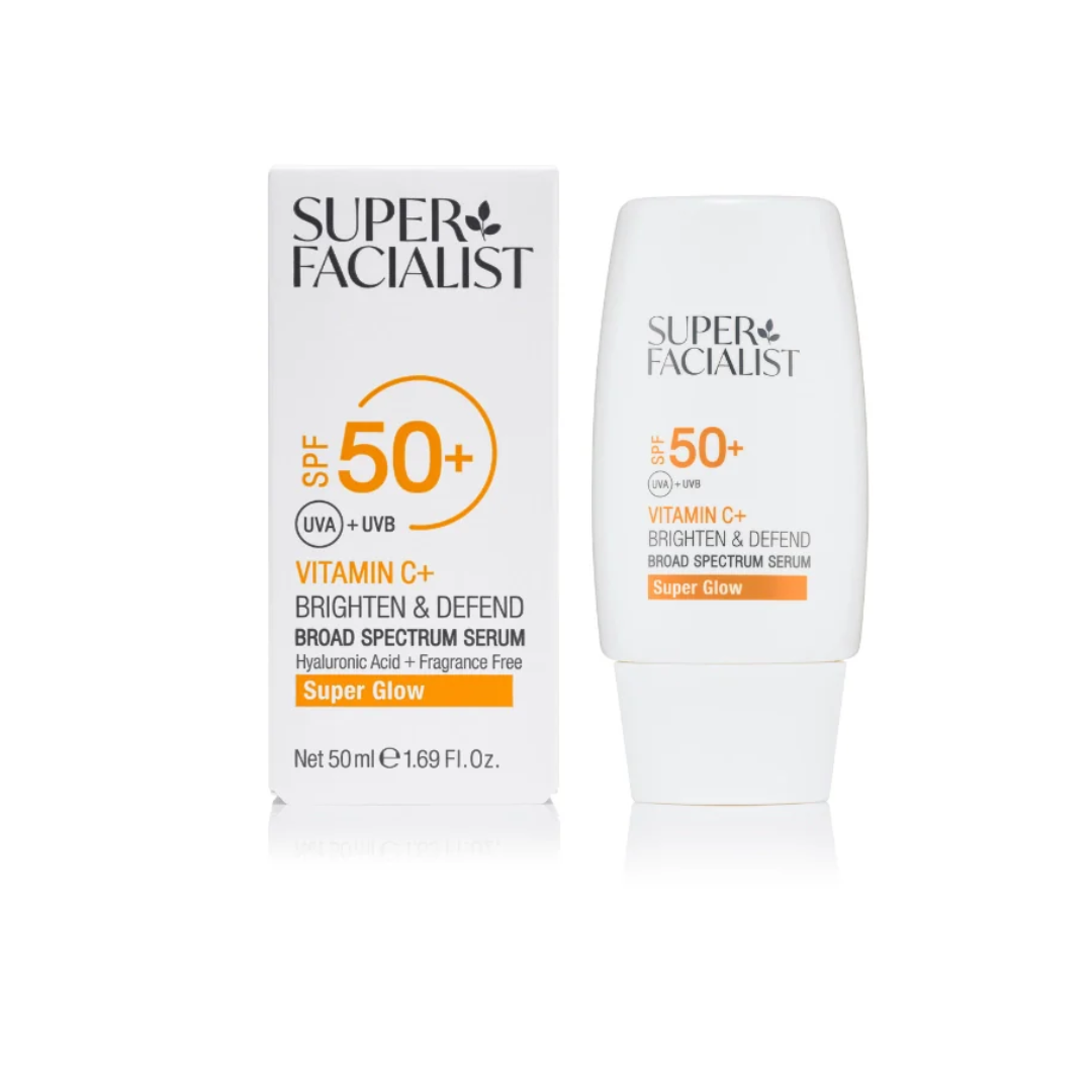 Super-Facialist-Vitamine-C-Super-Glow-Ecran-Solaire-spf50-50ml-1.png Super Facialist Vitamine C+ Brighten & Defend Broad Spectrum Serum SPF50+ 50ml – Image 1