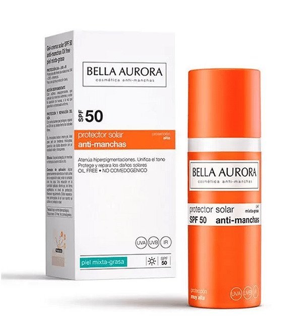 bella-aurora-gel-solaire-anti-taches-peaux-mixtes-grasses-spf-50-50-ml.jpg Bella Aurora Gel solaire Anti-taches Peaux mixtes/grasses SPF 50+ 50 ml – Image 1