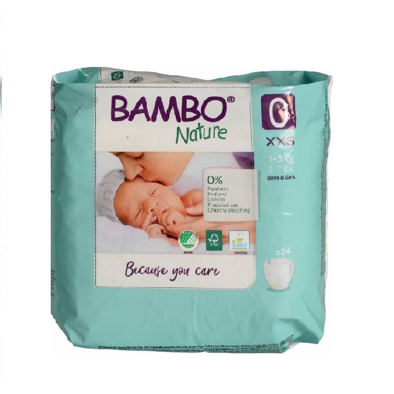 couches-bebe-bambo-nature-premature-taille-0-1-3-kg-petit-format-x-24-pcs.jpg Bambo Nature 0, couches XXS 1-3kg/24un – Image 1