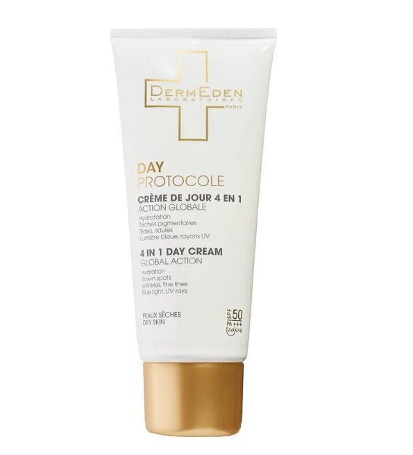dermeden-creme-de-jour-4en1-1.jpg DERMEDEN CRÈME DE JOUR 4 EN 1 PEAUX SÈCHES 50ML – Image 1
