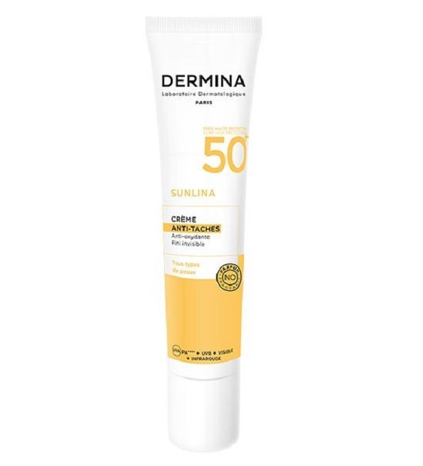 dermina-sunlina-creme-solaire-anti-taches-spf-50-40ml-1.jpg DERMINA CRÈME ANTI-TACHES SPF50+ - 40ML – Image 1