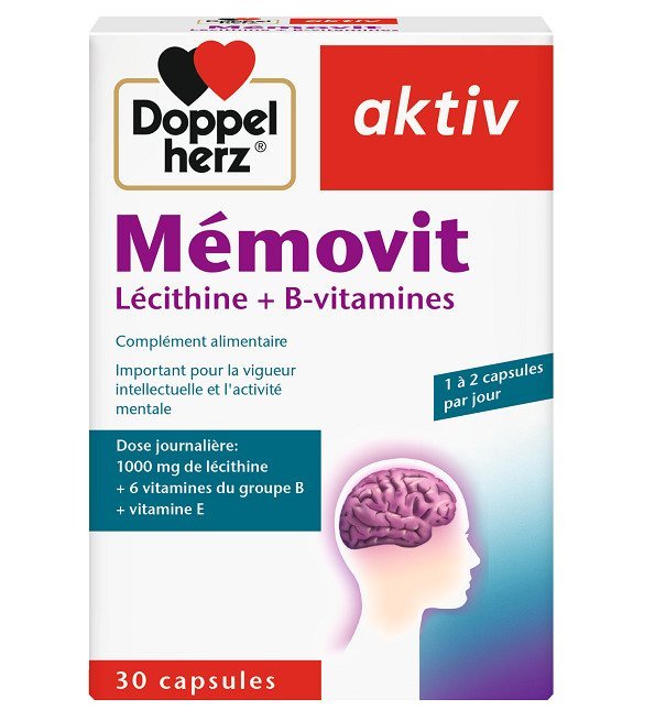 doppel-herz-memovit-lecithine-1.jpg Doppel Herz Aktiv Mémovit Lécithine + B-vitamines 30 Capsules – Image 1