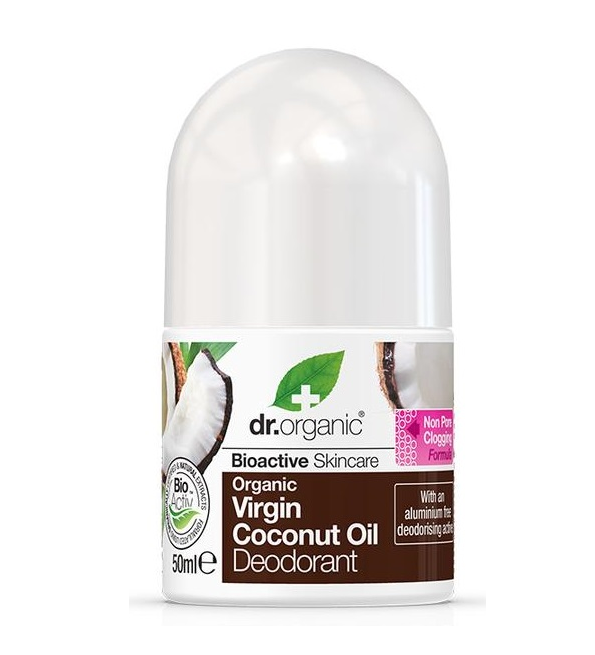 drorganic-deodorant-noix-de-coco-1.png Dr Organic Déodorant à l’Huile de Noix de Coco Vierge 50Ml – Image 1