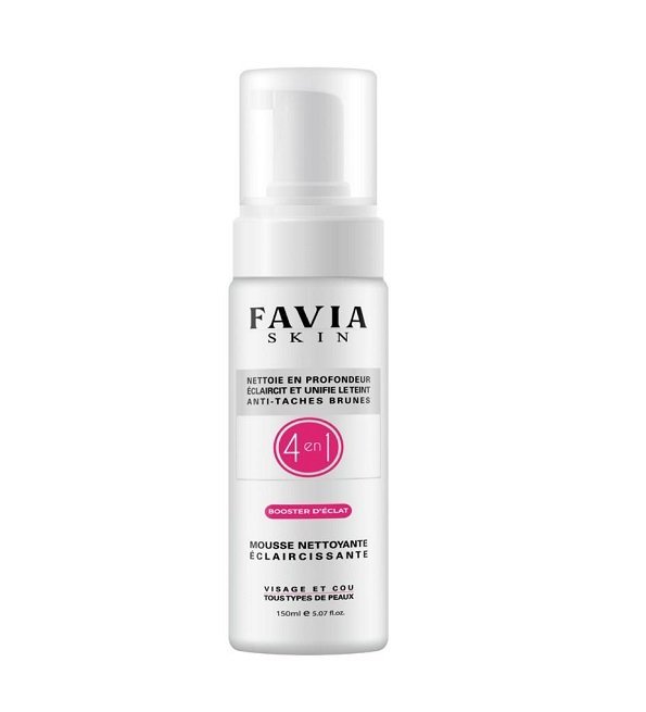 favia-skin-4en1-mousse-nettoyante.jpg FAVIA DERMATOLOGIE SKIN MOUSSE NETTOYANTE ÉLCAIRCISSANTE 150ML – Image 1