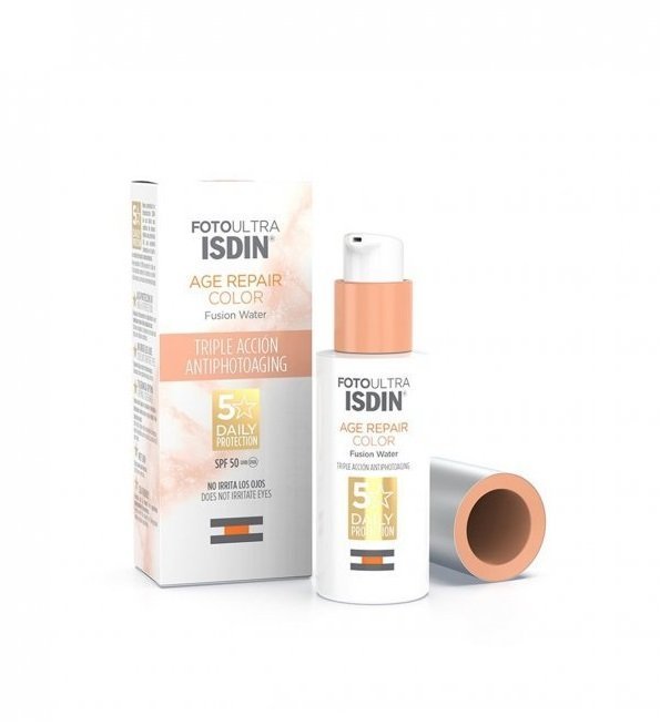 isdin-fotoultra-age-repair-color-fusion-water-spf50-50ml-1.jpg Isdin Foto Ultra Age Repair Color SPF 50+ 50ml – Image 1
