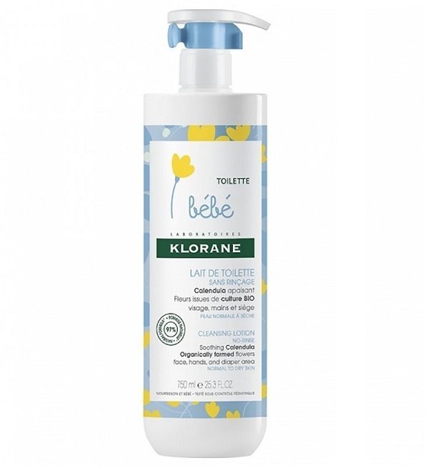 klorane-bebe-lait-de-toilette-sans-rincage-750ml.jpg Klorane Bébé - Lait de toilette sans rinçage au Calendula apaisant - Bébé - Peau normale à sèche 500 ml – Image 1