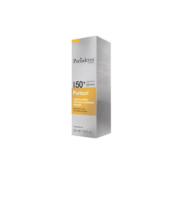 produit-purisun-creme-solaire-invisible-spf-50-plus-boite-5.jpg Puriaderm Purisun crème solaire invisible SPF 50+ – Image 1