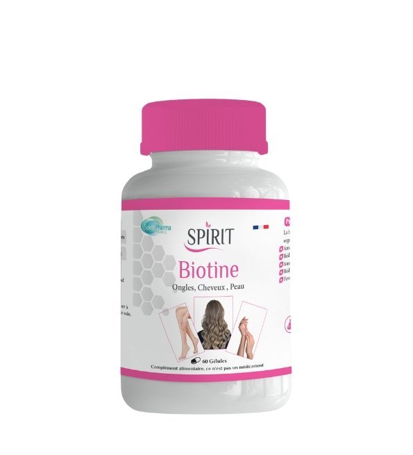 spirit-biotine-ongles-cheveux-peau-1.jpg Spirit Biotine 60 Gelules – Image 1