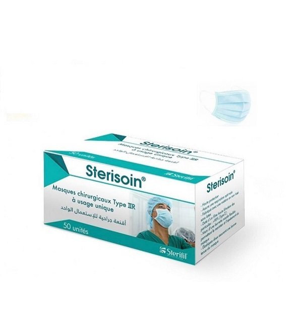sterisoin-masques-chirurgicaux-type-ii-r-a-usage-unique-50-unites-1-1-1.jpg STERISOIN Masques Chirurgicaux Bleu 50 Unités – Image 1
