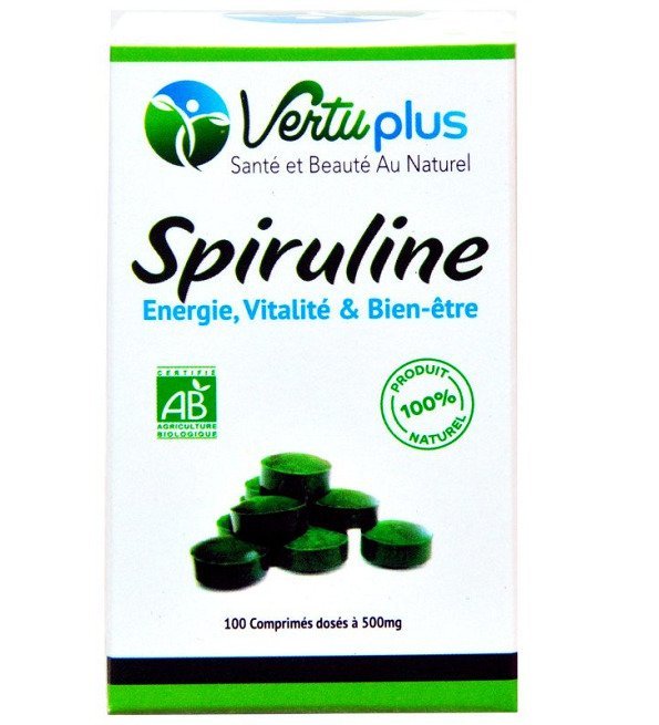 vertuplus-spiruline-100-comprimes-2.jpg Vertu Plus Spiruline 200 Comprimés – Image 1