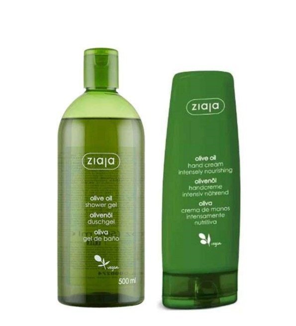 ziaja-pack-gel-douche-huile-d-olive-creme-mains-pack-parapharmacie-maroc-1.jpg ZIAJA PACK GEL DOUCHE OLIVE CREME MAINS – Image 1