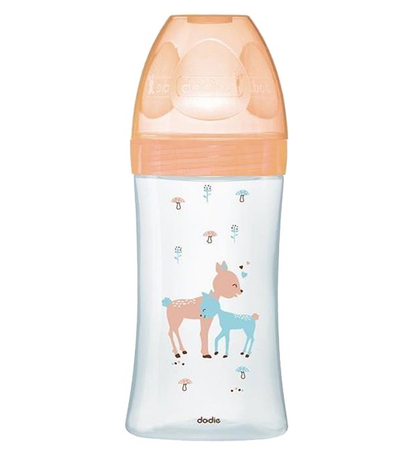3700763502618-1.jpg Dodie - Biberon verre Sensation+ (0-6 M) 3 vitesses débit 2 - Beige biche - 270 ml – Image 1