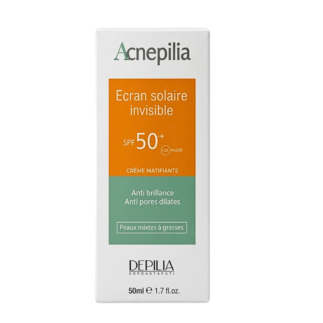 Acnepilia-Creme-Invisible-Spf50-50ml.png Acnepilia Creme Solaire Invisible Spf50+ 50ml – Image 1