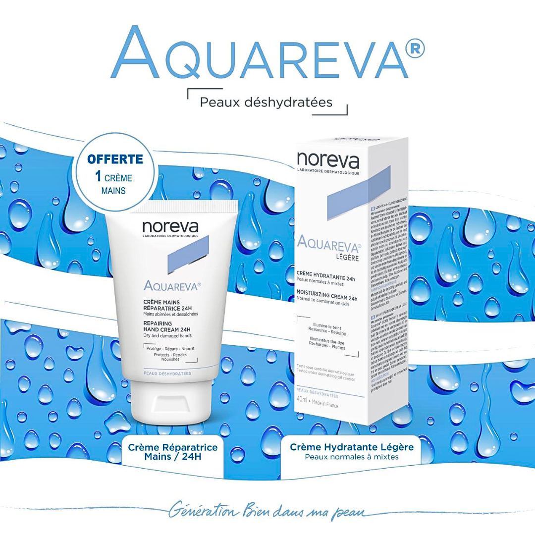 Aquareva-Duo-PackCreme-Legere-40mlMains-Reparatrice-50ml-1.png Noreva Aquareva Creme Legere 40ml+Mains Reparatrice 50ml Duo Pack – Image 1