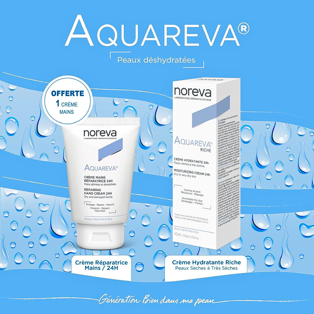 Aquareva-Duo-PackCreme-Riche-40mlMains-Reparatrice-50ml.png Noreva Aquareva Creme Riche 40ml+Mains Reparatrice 50ml Duo Pack – Image 1