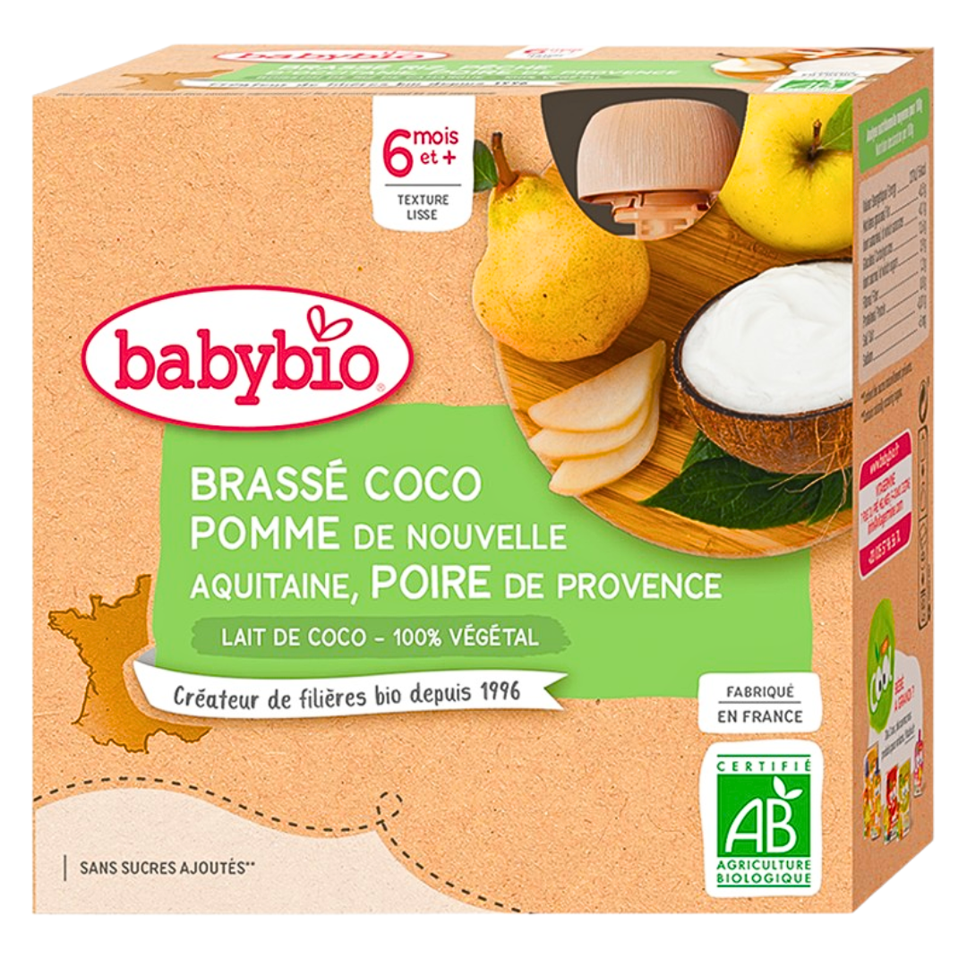 Babybio-Gourde-Creme-Semoule-Vanille-485g-1.png Babybio Gourde Brasse Coco Pomme Poire 4x85g – Image 1