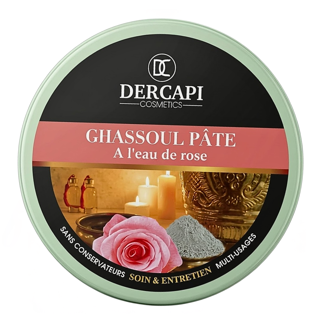 Dercapi-Ghassoul-Pate-A-Leau-De-Rose-200ml.png Dercapi Ghassoul Pate A L'eau De Rose 200ml – Image 1