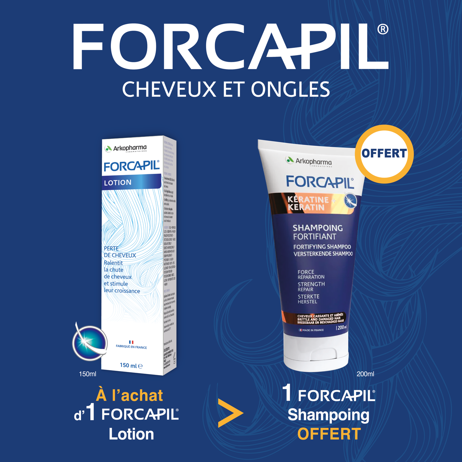 Forcapil-LotionShampoing.png FORCAPIL PACK LOTION ANTI CHUTE = FORCAPIL SHAMPOOING ENERGISANT OFFERT – Image 1