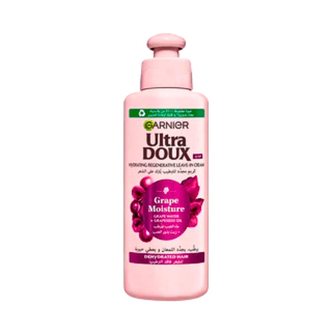 Garnier-Ultra-Doux-Grape-Moisture-soin-sans-rincage-200ml.png Garnier Ultra Doux Grape Moisture Soin Sans Rincage 200ml – Image 1