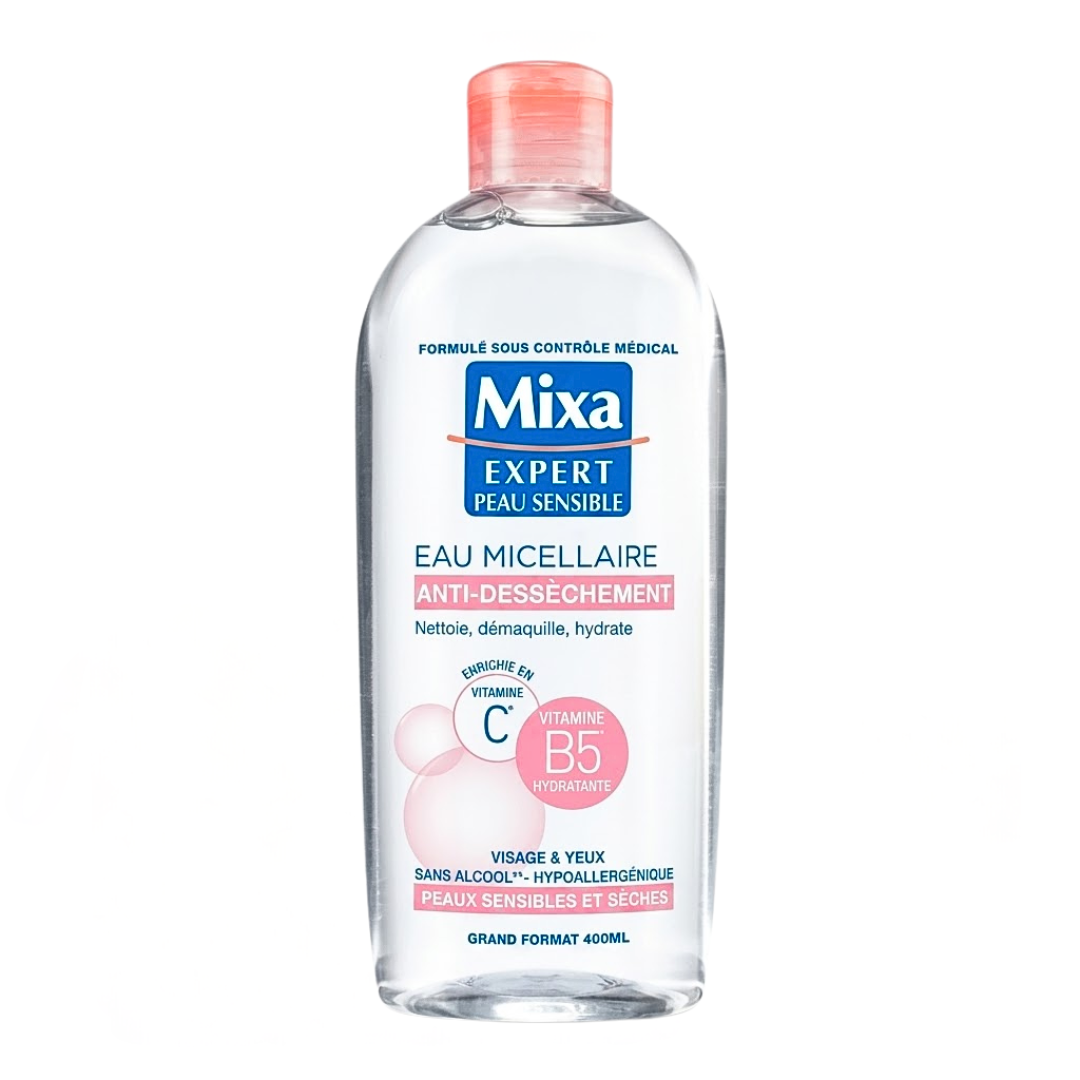 Mixa-Eau-Micellaire-Physiologique-P.senssech-400ml.png Mixa Eau Micellaire Physiologique Peaux Sensible & Seche 400ml – Image 1