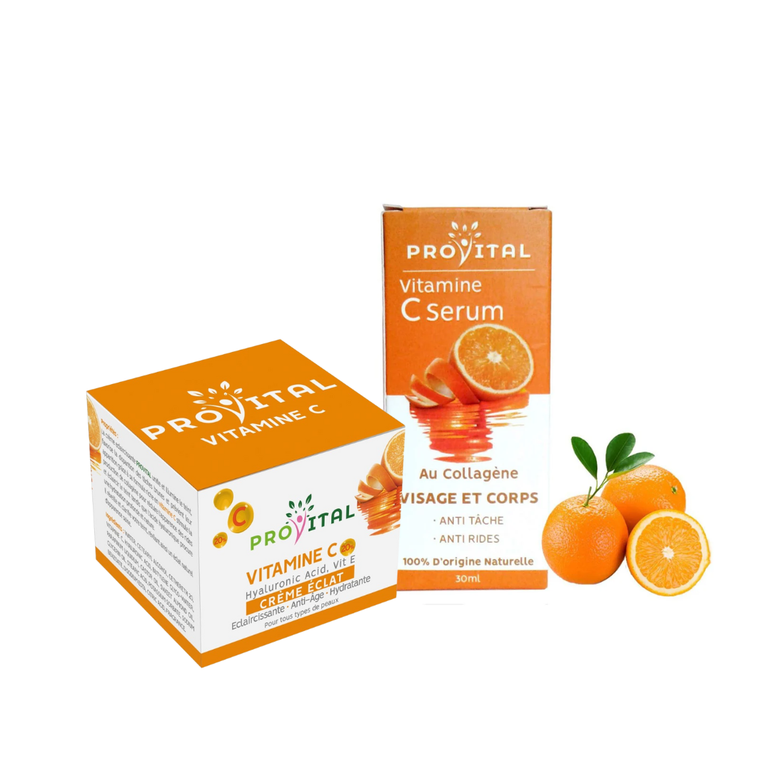 Pro-vital-Duo-pack-serum-au-collagene-30mlcreme-eclat-Vit-C.png Pro Vital Serum au Collagene 30ml+ Creme Eclat Vitamine C Pack – Image 1