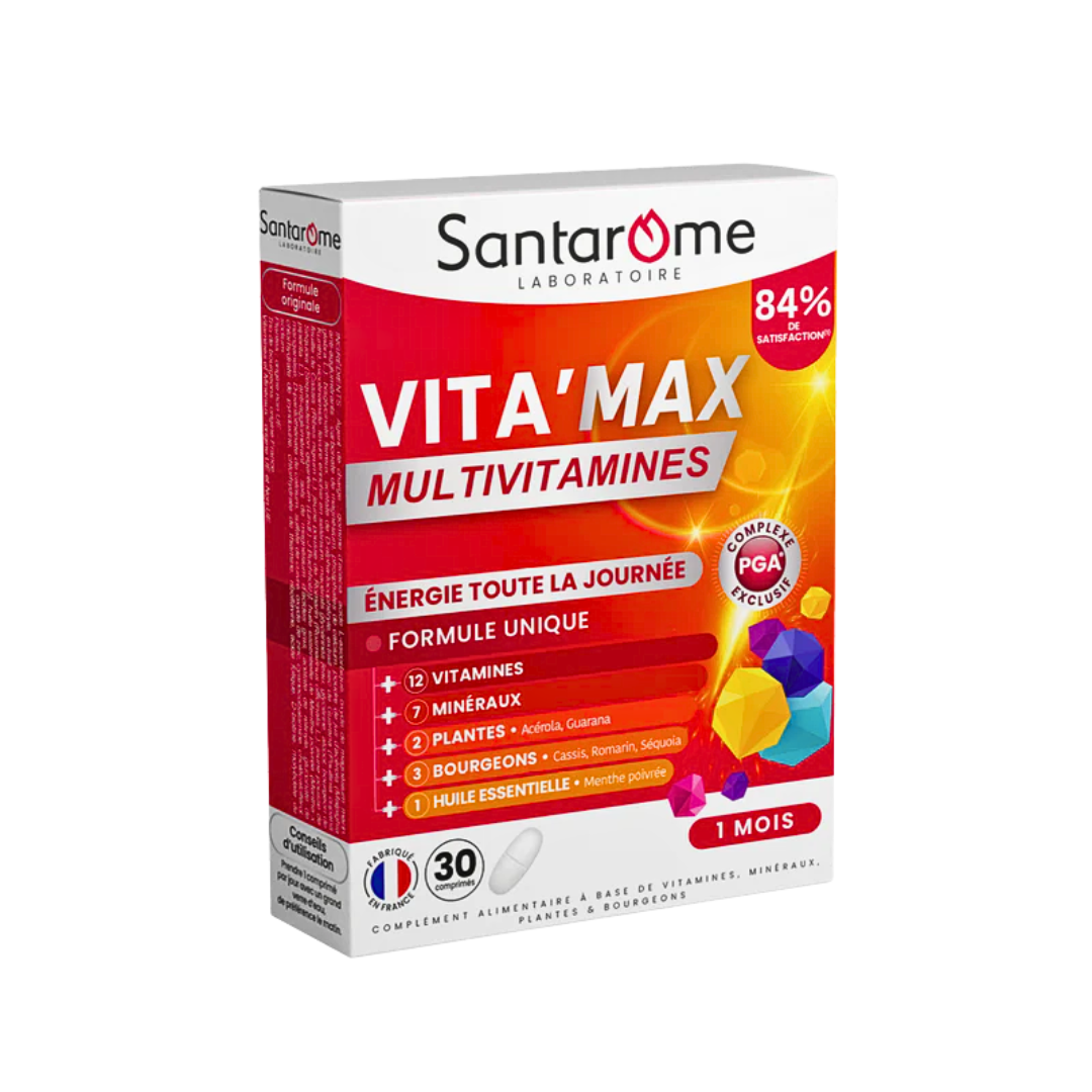 Santarome-Vitamax-Multivitamines-30cps.png Santarome Vitamax Multivitamines 30 Comprimes – Image 1