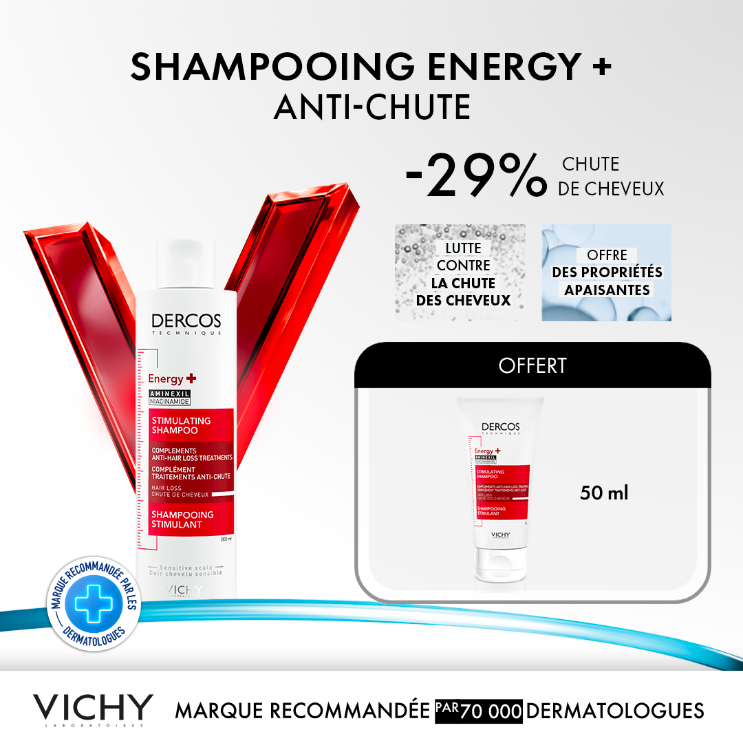 VICHY-energy-V-2.png Vichy Dercos Technique ENERGY+ Shampooing Stimulant Anti-Chute | 200ml = 1 Shampooing miniature Offert – Image 1