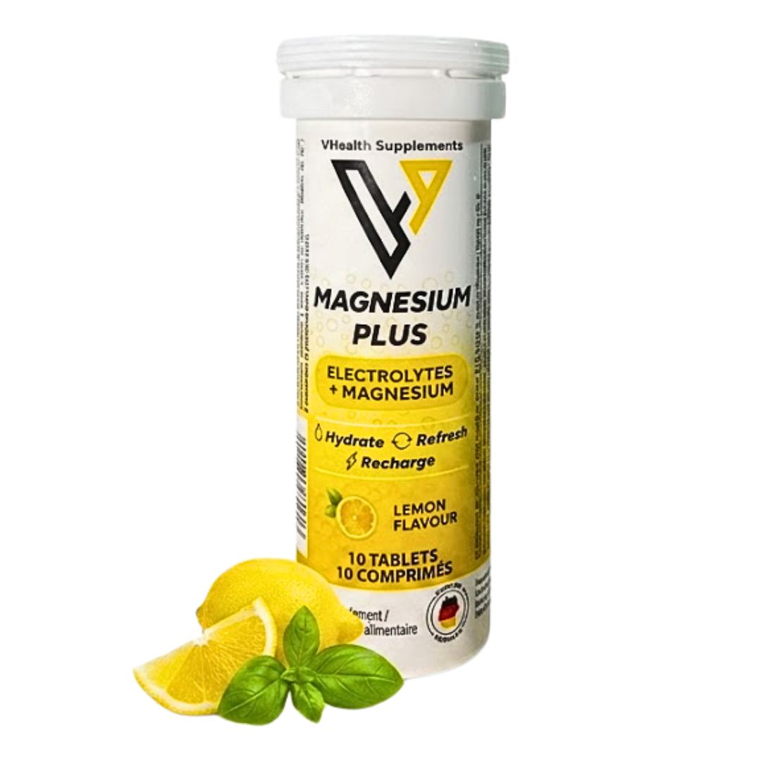 Vhealth-Maghnesium-Plus-Lemon-10cmp.png Vhealth Maghnesium Plus Électrolytes Lemon 10 Comprimes – Image 1