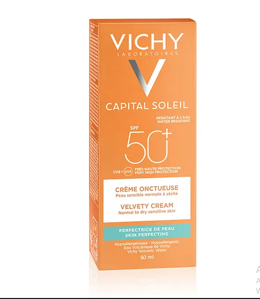 vichy-creme-solaire-onctueuse.png Vichy Capital Soleil Crème Onctueuse SPF50+ Peau Sensible Normale à Sèche | 50ml – Image 1