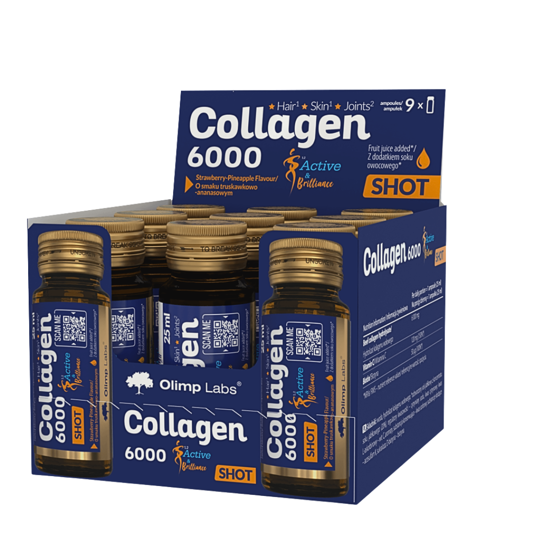 Chela-Collagen-6000-Shot-925ml.png OLIMP LABS COLLAGEN 6000 HAIR SKIN JOINTS 9 AMPOULES – Image 1