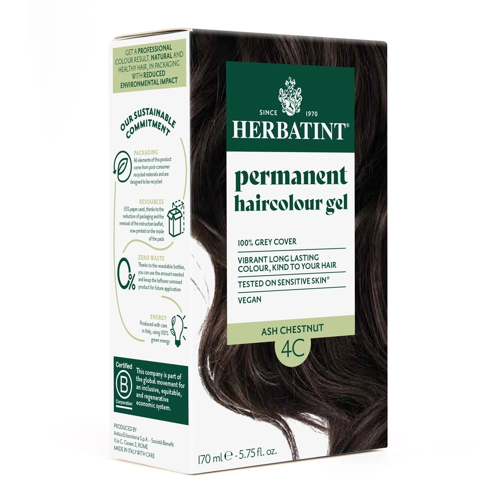 Herbatint-Coloration-Permanente-4C.webp Herbatint Coloration Permanente 4C Chatain Cendre 170ml – Image 1