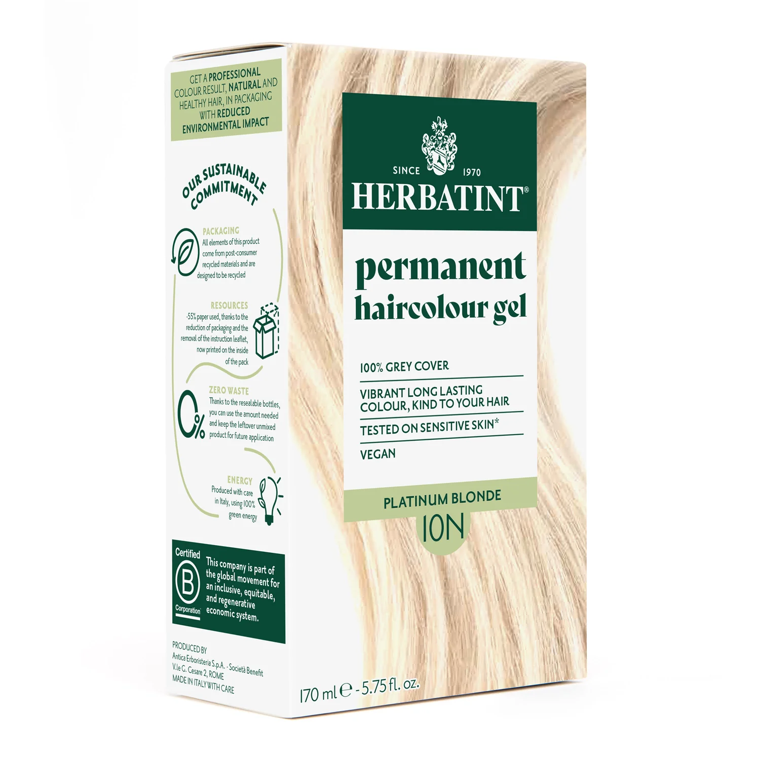 Herbatint-Soin-Colorant-Permanent-10N.webp Herbatint Coloration Permanente Platinum Blonde 10N 170ml – Image 1