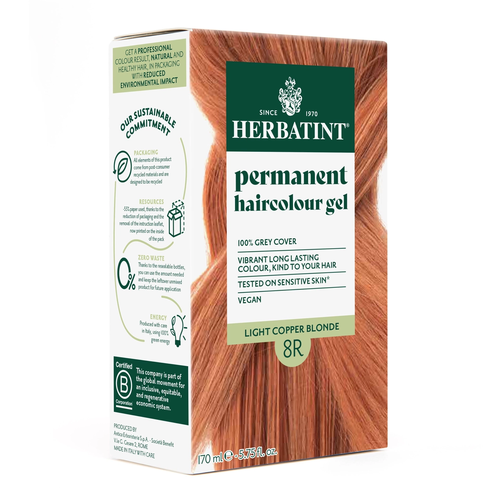 Herbatint-Soin-Colorant-Permanent-8R.webp Herbatint Coloration Permanente Blond Clair Cuivré 8R 170ml – Image 1