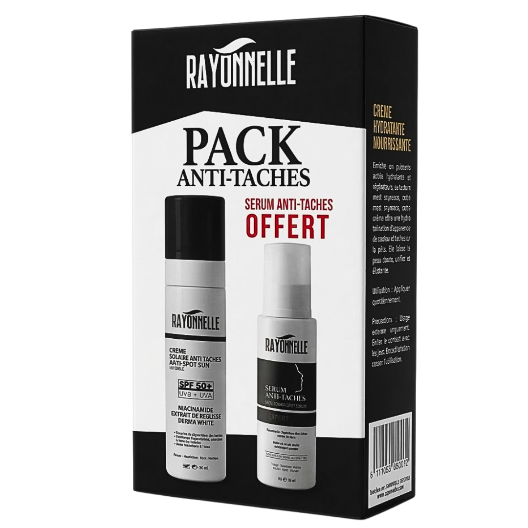 Rayonnelle-Creme-Solaire-50mlSerum-Anti-Tache-30ml-Pack.png Rayonnelle Creme Solaire 50ml+Serum Anti-Tache 30ml Duo Pack – Image 1