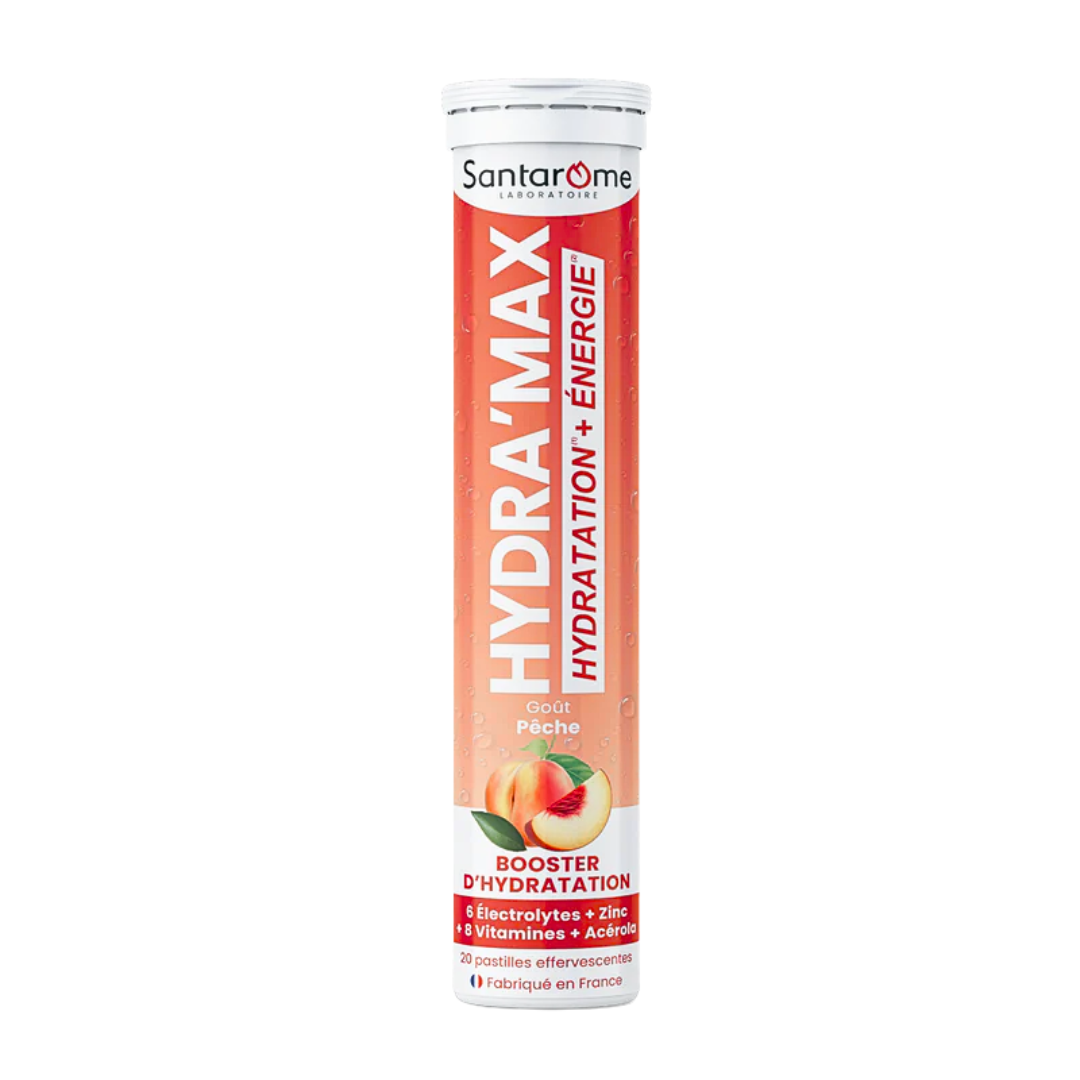 Santarome-Hydramax-Peche-20-pastilles.png Santarome Hydramax Peche 20 Pastilles – Image 1