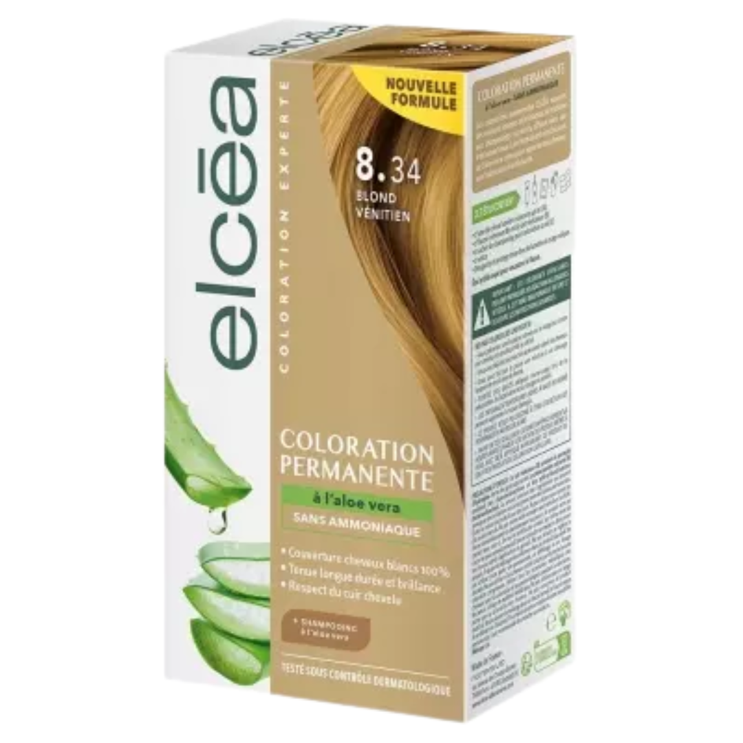 Elcea-Coloration-Blond-Venetian-8.34.png Elcea Coloration Permanente Blond Venetian 8.34 – Image 1