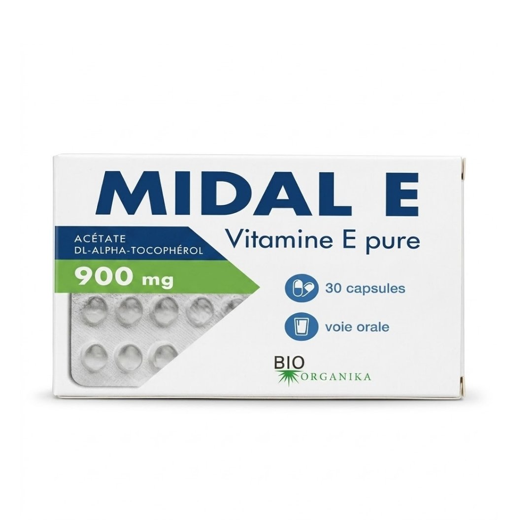 Midal-E-Vitamine-E-Pure-30-Capsules.jpg Midal E Vitamine E Pure 30 Capsules – Image 1