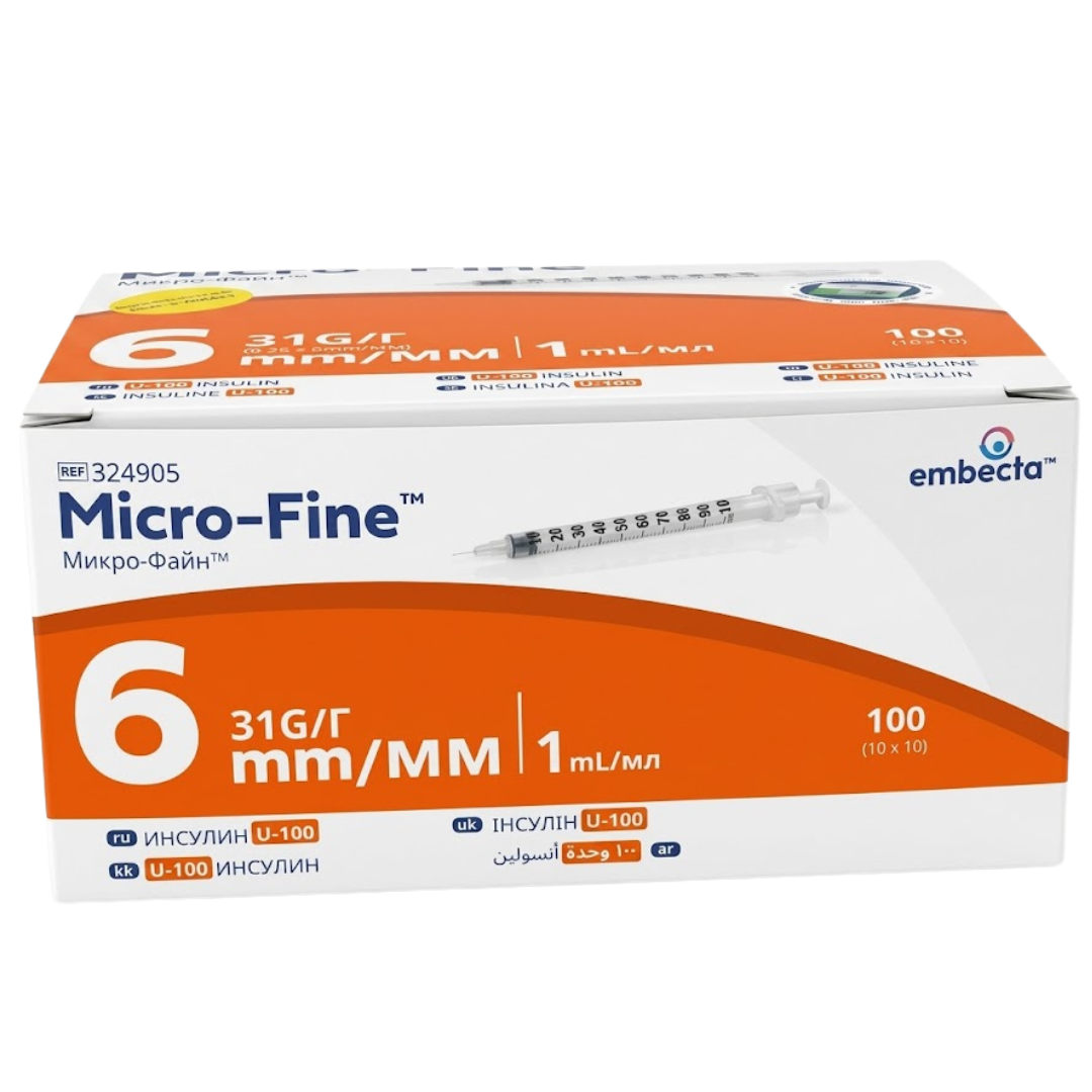 Embecta-Micro-Fine-Plus-Seringue-A-insuline-1-ml-31G-6MM-100-Bte.png Embecta Micro-Fine Plus Seringue A insuline 1 ml /31G/ 6MM 100 Boite – Image 1