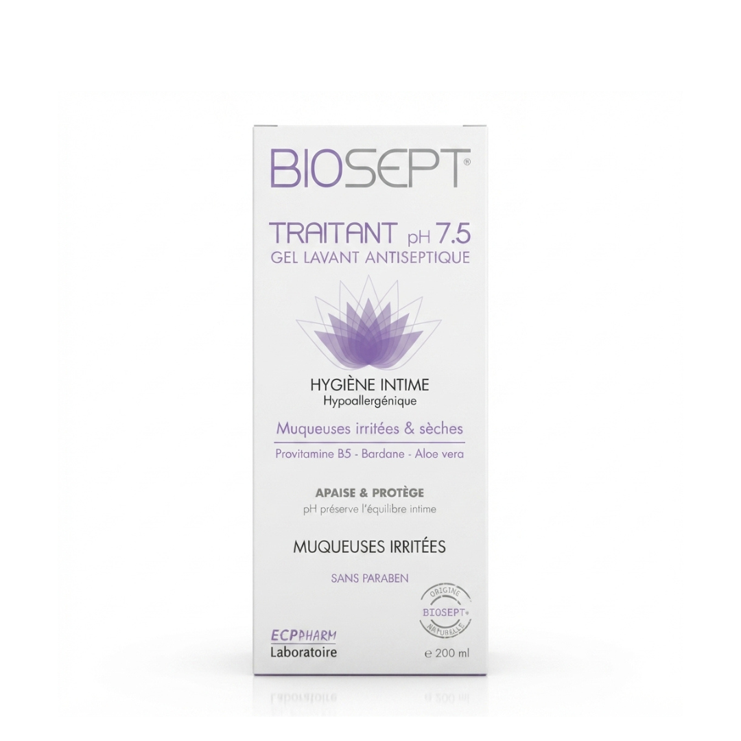 BIOSEPT-7.5-.png BIOSEPT TRAITANT PH 7.5 GEL LAVANT ANTISEPTIQUE HYGIENE INTIME – Image 1
