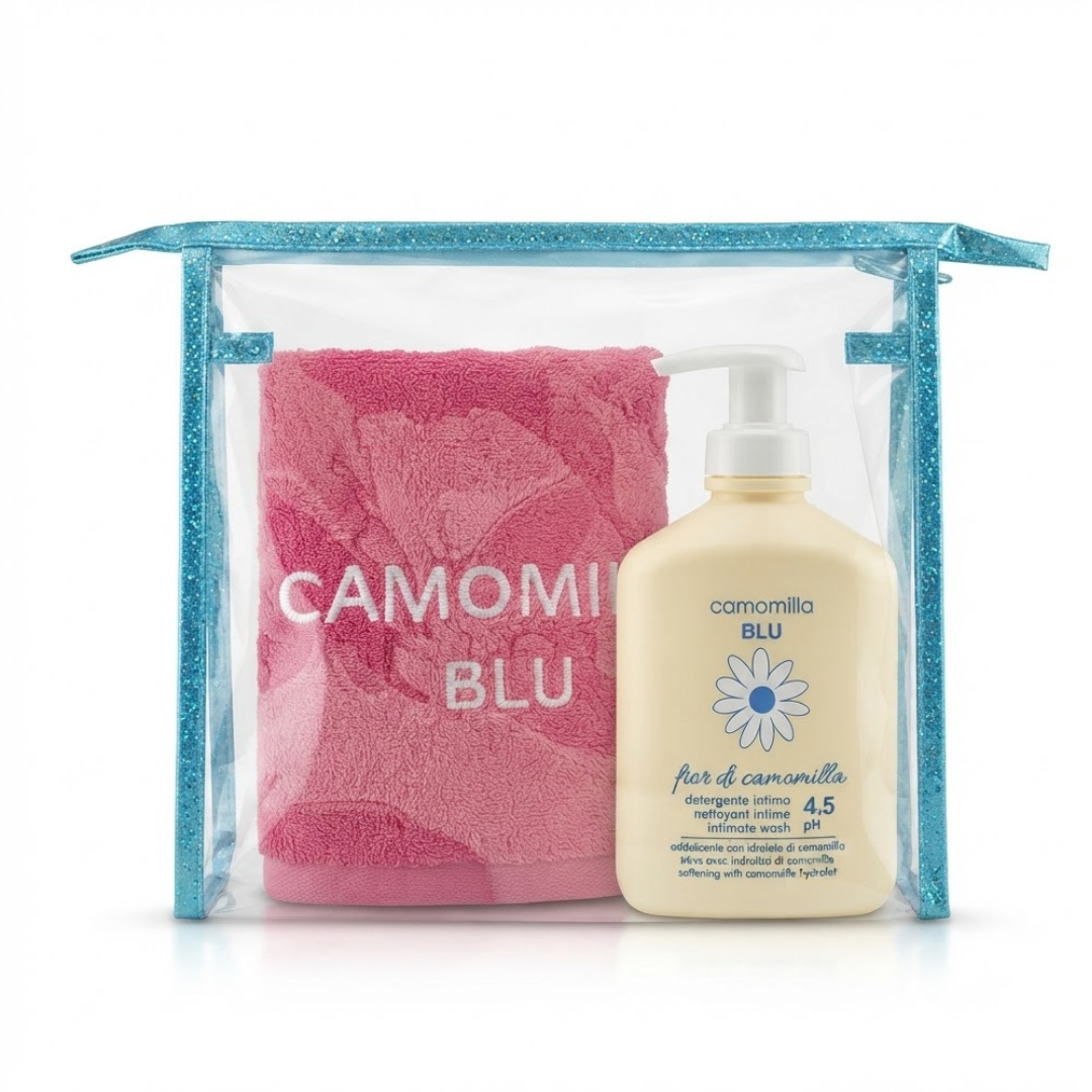 Camomilla-Fleur-di-camomille-300mlserviette-trousse.png Camomilla Blu Fleur di Camomille 300ml + Serviette et Trousse Offertes – Image 1