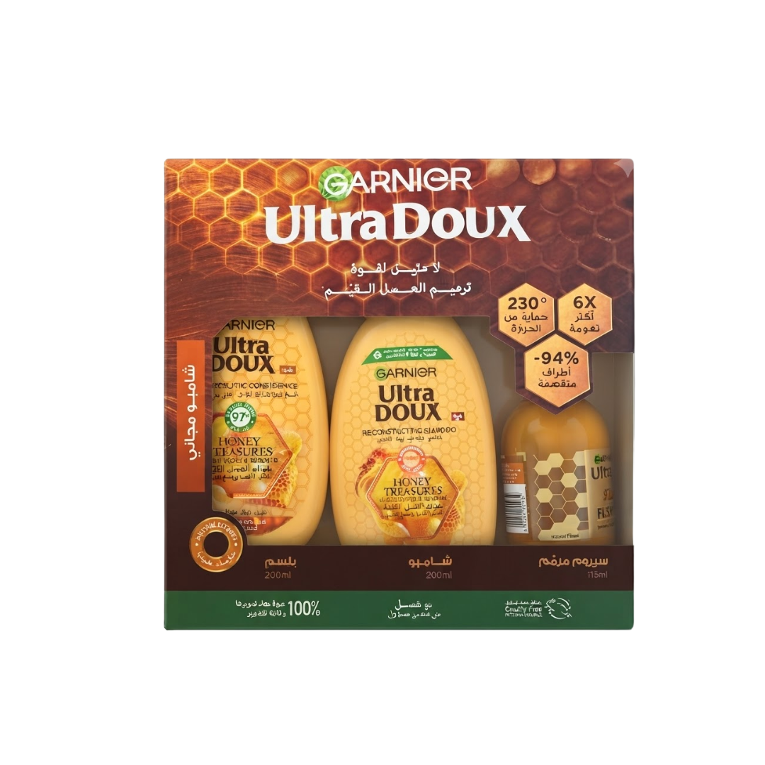 Garnier-Ultra-Doux-Conditioner-200Shampoing-200mlSerum-115ml-Coffret.png Garnier Ultra Doux Conditioner 200+Shampoing 200ml+Serum 115ml Coffret – Image 1