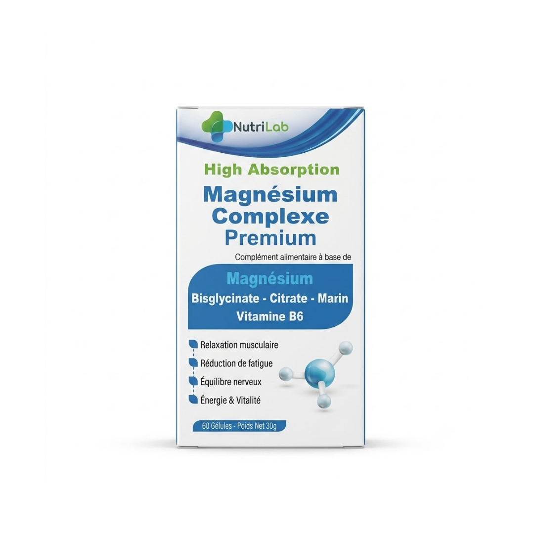Nutrilab-Magnesium-Complexe-Premium-60gelules.png Nutrilab Magnesium Complexe Premium 60 Gelules – Image 1