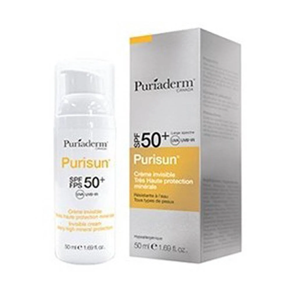 PURIADERM-PURISUN-ECRAN-TEINTE-CLAIRE-SPF50-50ML.webp Puriaderm Purisun crème solaire Teintée – Image 1